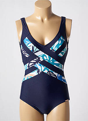 Maillot de bain 1 pièce imprimé fantaisie haut soutien-gorge moulé bleu YSABEL MORA femme
