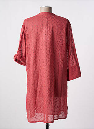 Robe mi-longue coupe fluide manches longues rouge LAGON BLEU femme