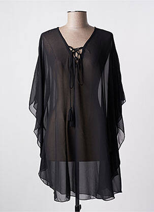 Robe de plage fermeture liens à nouer noir LAGON BLEU femme