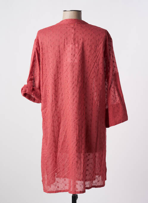 Robe mi-longue coupe fluide manches longues rouge LAGON BLEU femme