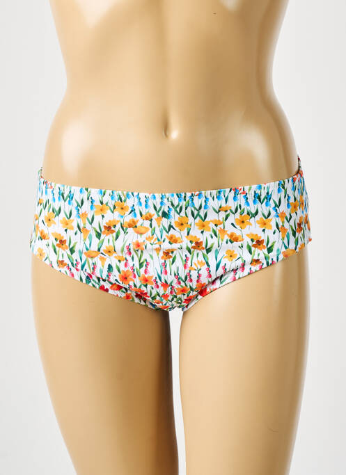 Bas de maillot de bain imprimé fleurs culotte jaune ROSA FAIA femme
