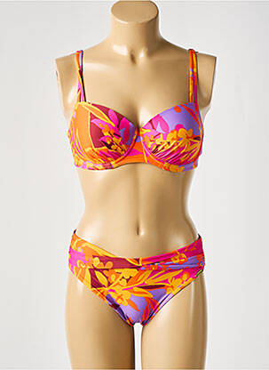 Maillot de bain 2 pièces stretch haut soutien-gorge moulé orange SUNFLAIR femme