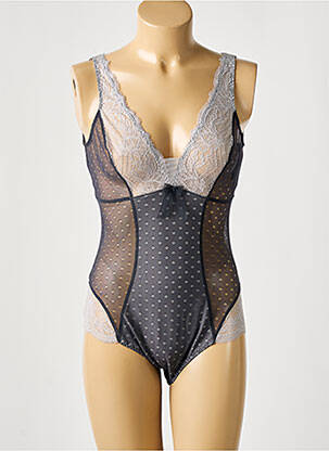 Body lingerie légère et transparente gris BARBARA femme