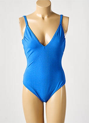Maillot de bain 1 pièce effet matière satinée haut soutien-gorge balconnet bleu KIWI femme