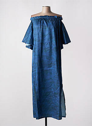 Robe mi-longue manches courtes manches courtes bleu TENDANCE UNIQUE femme