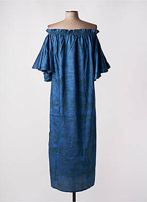 Robe mi-longue manches courtes manches courtes bleu TENDANCE UNIQUE femme