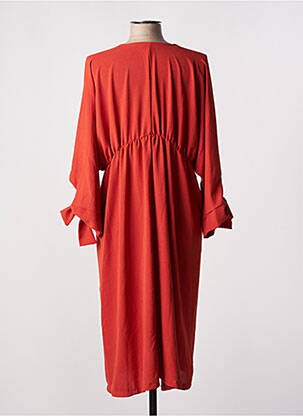 Robe mi-longue coupe fluide manches 3/4 orange TENDANCE UNIQUE femme