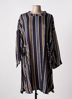 Robe mi-longue manches 3/4 manches 3/4 bleu TENDANCE UNIQUE femme