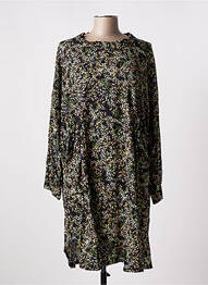 Robe mi-longue imprimé fleurs manches longues noir TENDANCE UNIQUE femme