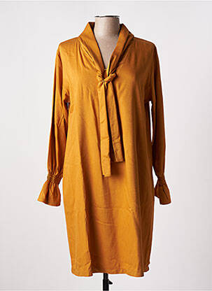 Robe mi-longue manches longues manches longues jaune TENDANCE UNIQUE femme