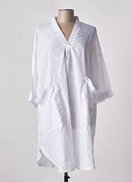 Robe mi-longue coupe fluide manches 3/4 blanc TENDANCE UNIQUE femme