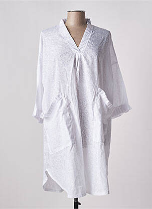 Robe mi-longue manches 3/4 manches 3/4 blanc TENDANCE UNIQUE femme
