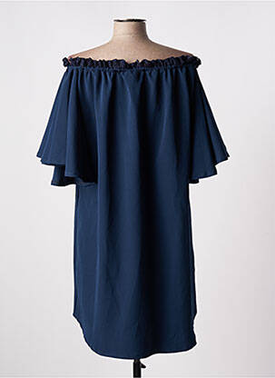 Robe courte coupe évasée manches courtes bleu TENDANCE UNIQUE femme