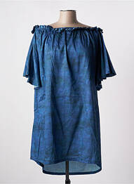 Robe courte coupe évasée manches courtes bleu TENDANCE UNIQUE femme