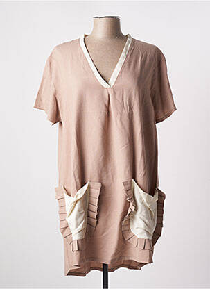 Robe courte manches courtes manches courtes marron TENDANCE UNIQUE femme