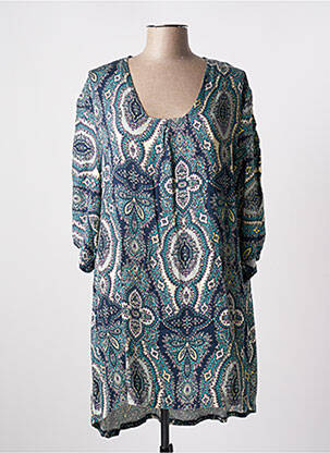 Robe courte manches 3/4 manches 3/4 vert TENDANCE UNIQUE femme