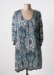 Robe courte manches 3/4 manches 3/4 vert TENDANCE UNIQUE femme