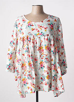 Blouse imprimé fleurs manches 3/4 rouge TENDANCE UNIQUE femme