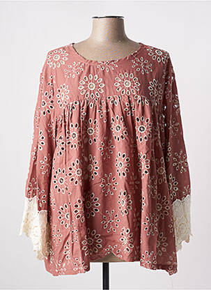Tunique manches longues légère et transparente rose TENDANCE UNIQUE femme