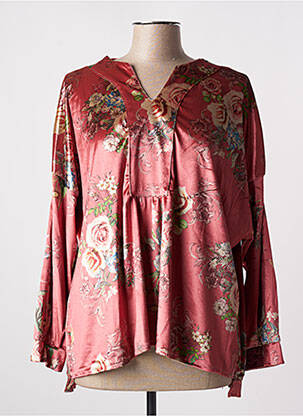 Blouse imprimé fleurs manches longues rose TENDANCE UNIQUE femme