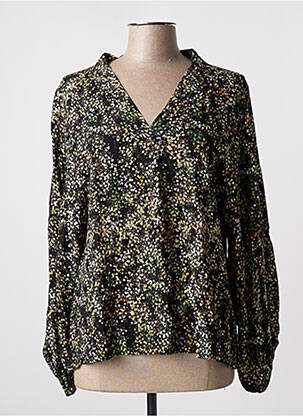 Blouse tissage popeline manches longues noir TENDANCE UNIQUE femme