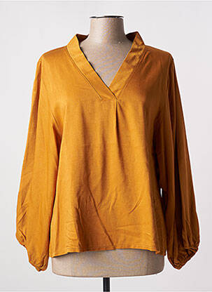 Blouse tissage popeline manches longues jaune TENDANCE UNIQUE femme