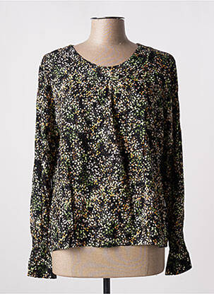 Blouse tissage popeline manches longues noir TENDANCE UNIQUE femme