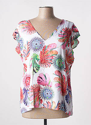 Blouse tissage popeline manches courtes rouge TENDANCE UNIQUE femme