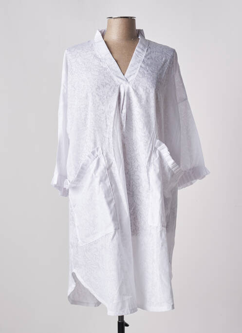 Robe mi-longue manches 3/4 manches 3/4 blanc TENDANCE UNIQUE femme