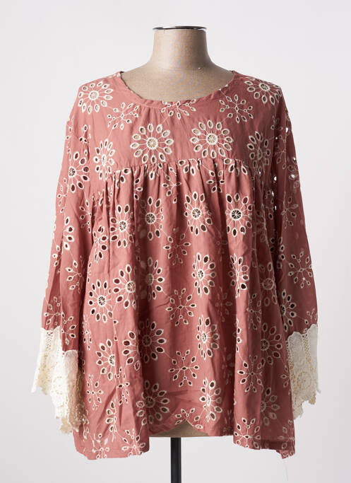 Tunique manches longues poignets évasés rose TENDANCE UNIQUE femme