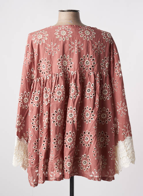 Tunique manches longues poignets évasés rose TENDANCE UNIQUE femme