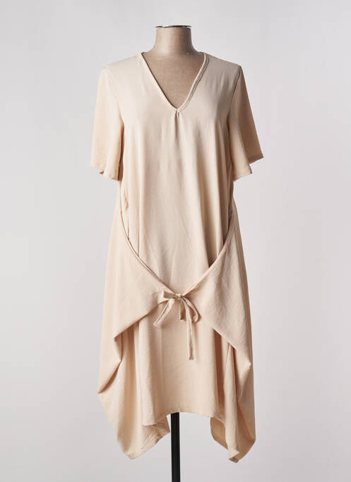 Robe mi-longue beige TENDANCE UNIQUE pour femme