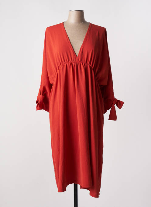 Robe mi-longue orange TENDANCE UNIQUE pour femme