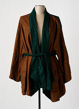 Veste kimono manches longues marron TENDANCE UNIQUE femme