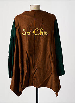 Tunique manches longues col v marron TENDANCE UNIQUE femme