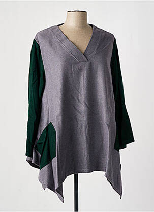 Tunique manches longues col v gris TENDANCE UNIQUE femme