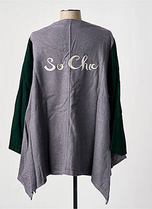 Tunique manches longues col v gris TENDANCE UNIQUE femme