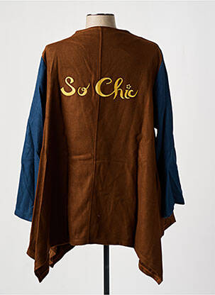 Tunique manches longues col v marron TENDANCE UNIQUE femme