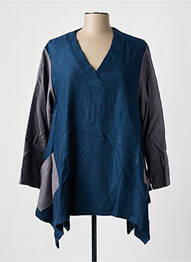 Tunique manches longues col v bleu TENDANCE UNIQUE femme