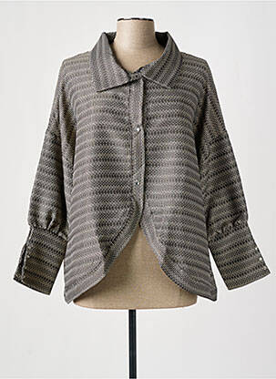 Chemisier imprimé fantaisie manches longues gris TENDANCE UNIQUE femme