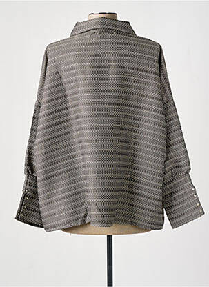 Chemisier imprimé fantaisie manches longues gris TENDANCE UNIQUE femme