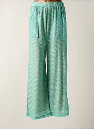 Pantalon large tissage crêpe taille normale bleu TENDANCE UNIQUE femme