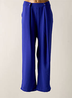 Pantalon droit taille élastique bleu fonce TENDANCE UNIQUE femme