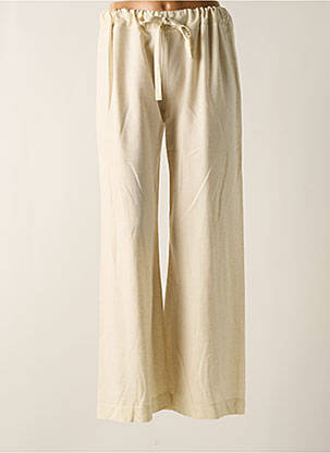 Pantalon droit taille élastique beige TENDANCE UNIQUE femme