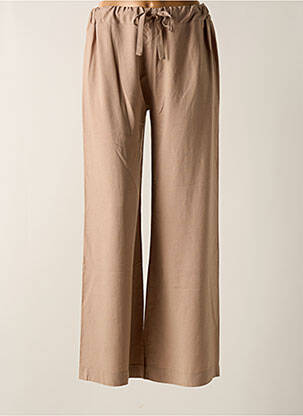 Pantalon droit taille élastique marron TENDANCE UNIQUE femme