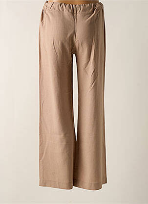 Pantalon droit taille élastique marron TENDANCE UNIQUE femme
