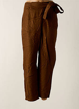 Pantalon slim taille élastique marron TENDANCE UNIQUE femme
