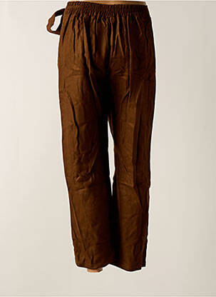 Pantalon slim taille élastique marron TENDANCE UNIQUE femme