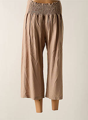 Pantacourt taille élastique marron TENDANCE UNIQUE femme