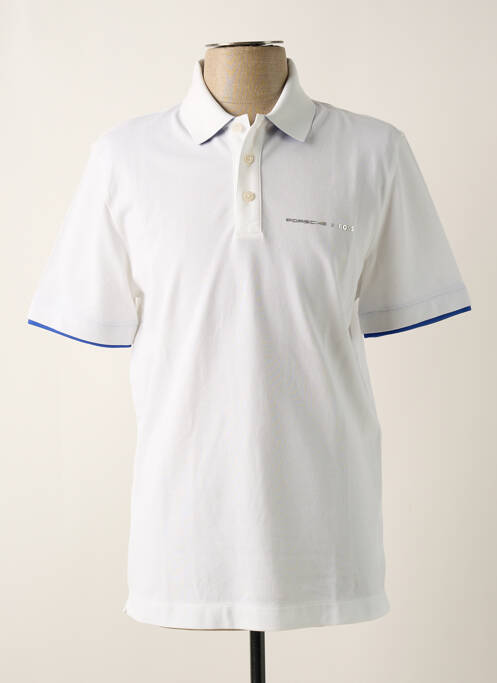 Polo stretch manches courtes blanc PORSCHE X BOSS homme